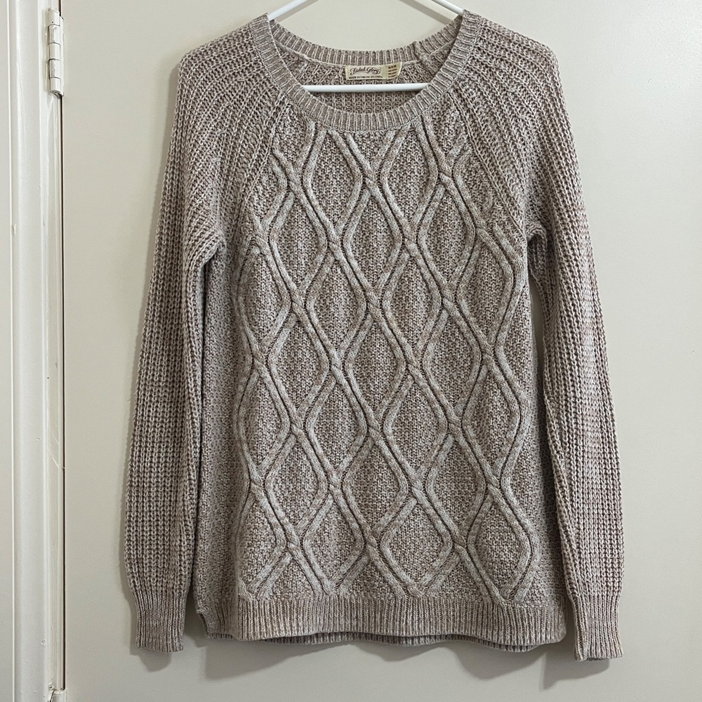 Faded Glory Women Honeycomb Knit Sweater Medium Granola Fisherman Coastal Preppy